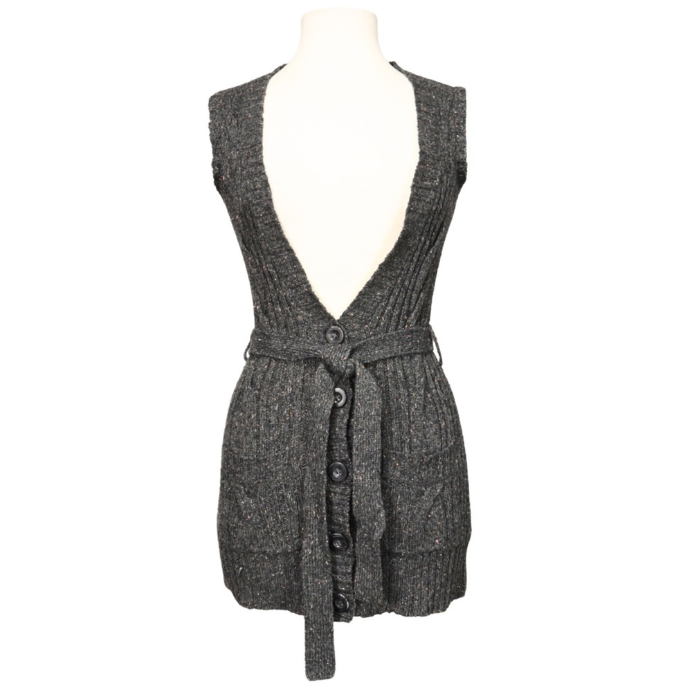 Sweater Cardigan Vest Cable Knit Belted Gray Women’s Size S One‎ Step Up